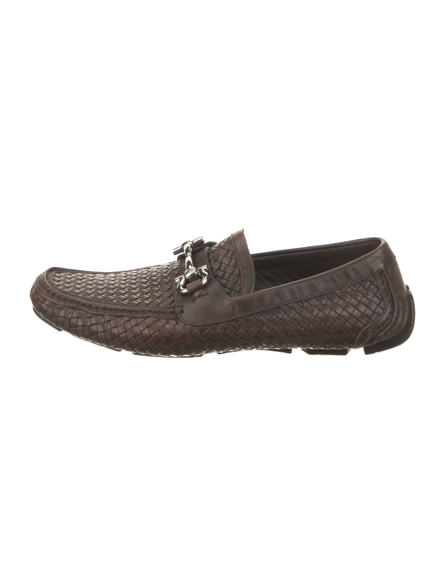 Salvatore Ferragamo Gancini Logo Leather Drivers - Brown