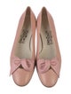 Salvatore Ferragamo Leather Bow Accents Ballet Flats