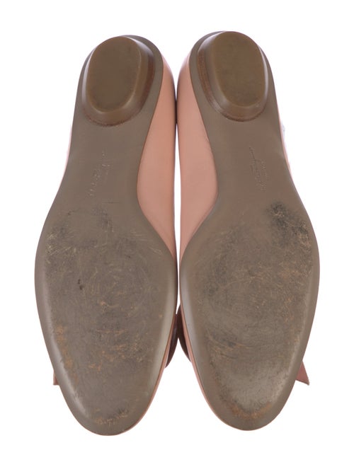 Salvatore Ferragamo Leather Bow Accents Ballet Flats