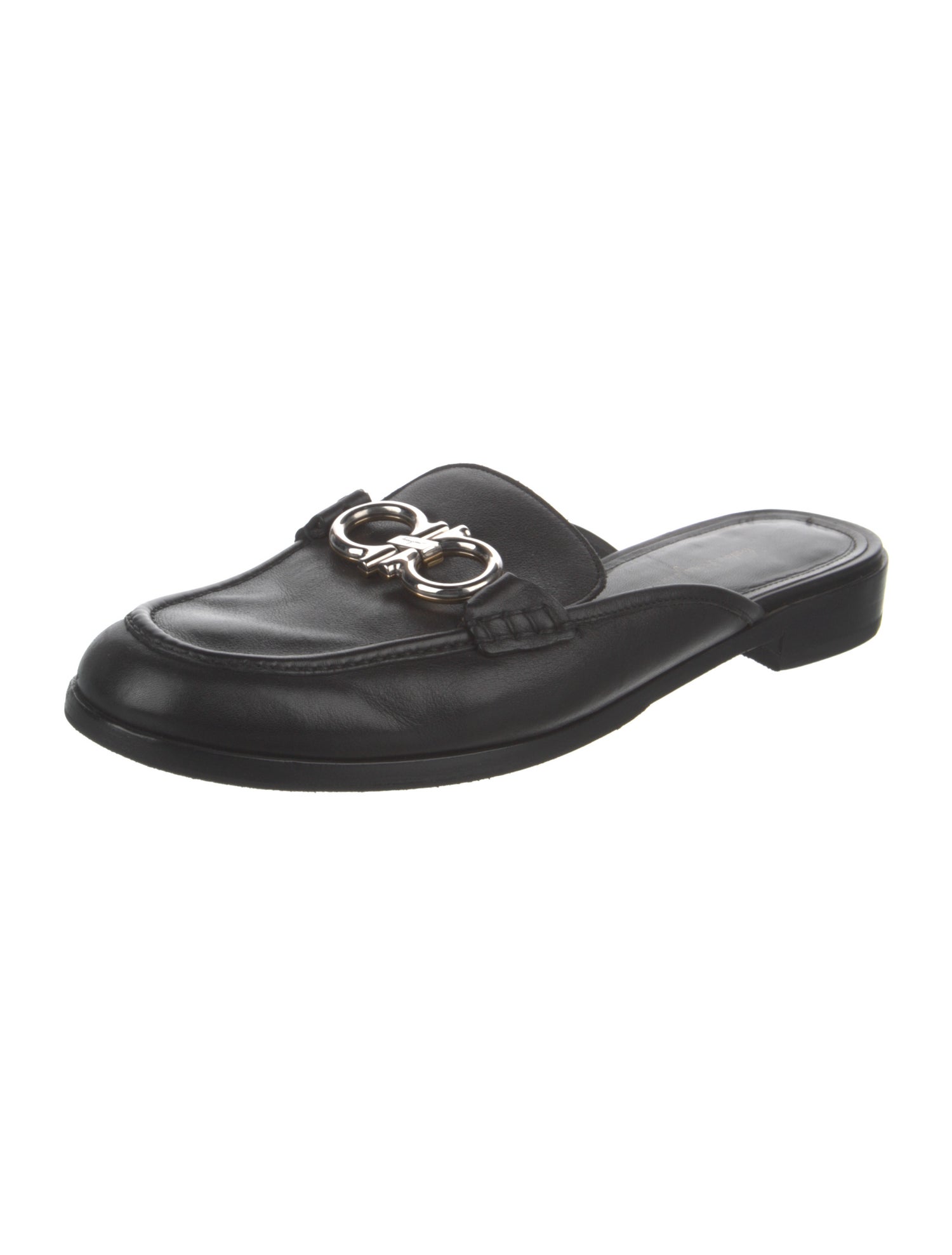 Salvatore Ferragamo Gancini Logo Leather Mules