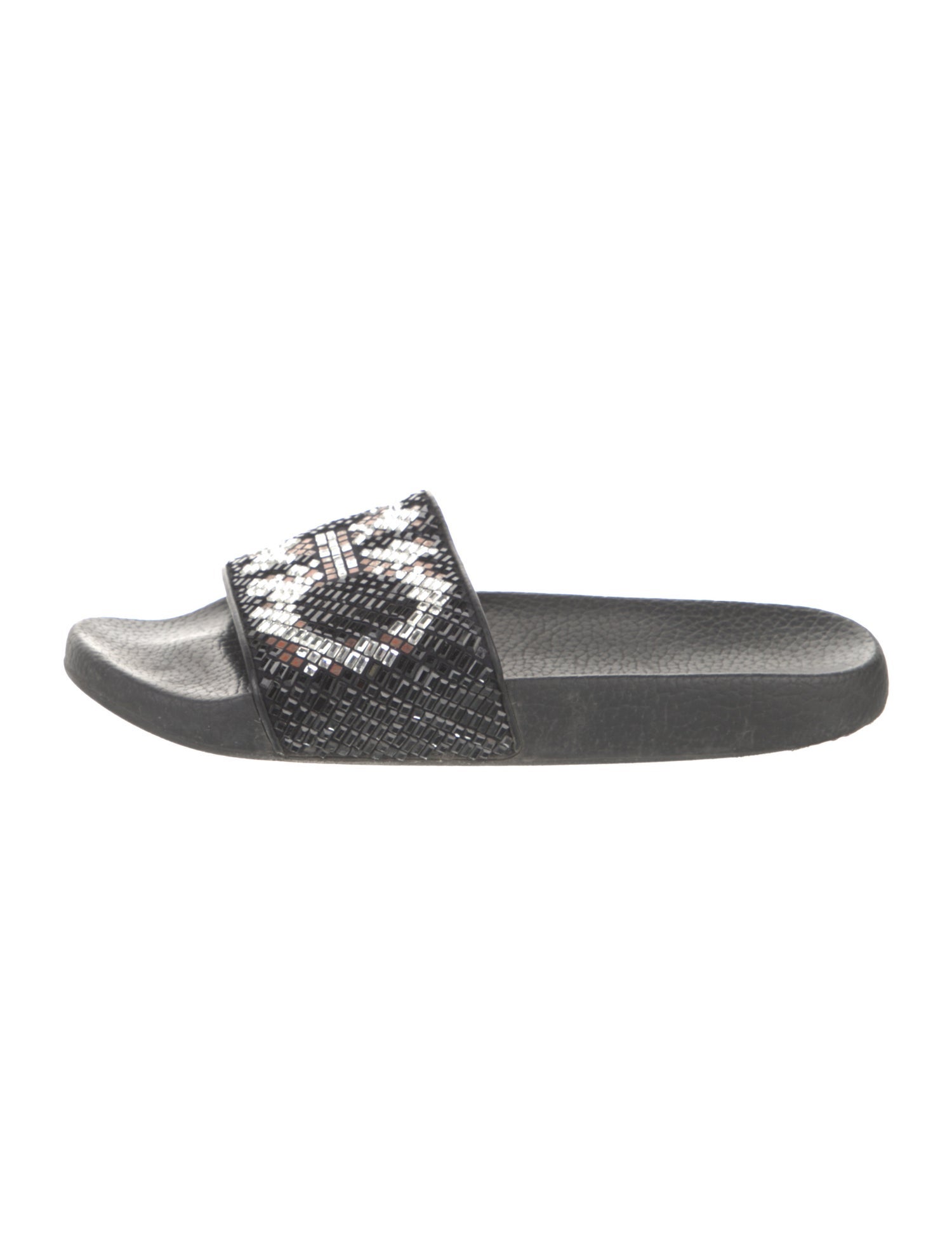 Salvatore Ferragamo Rubber Crystal Embellishments Slides