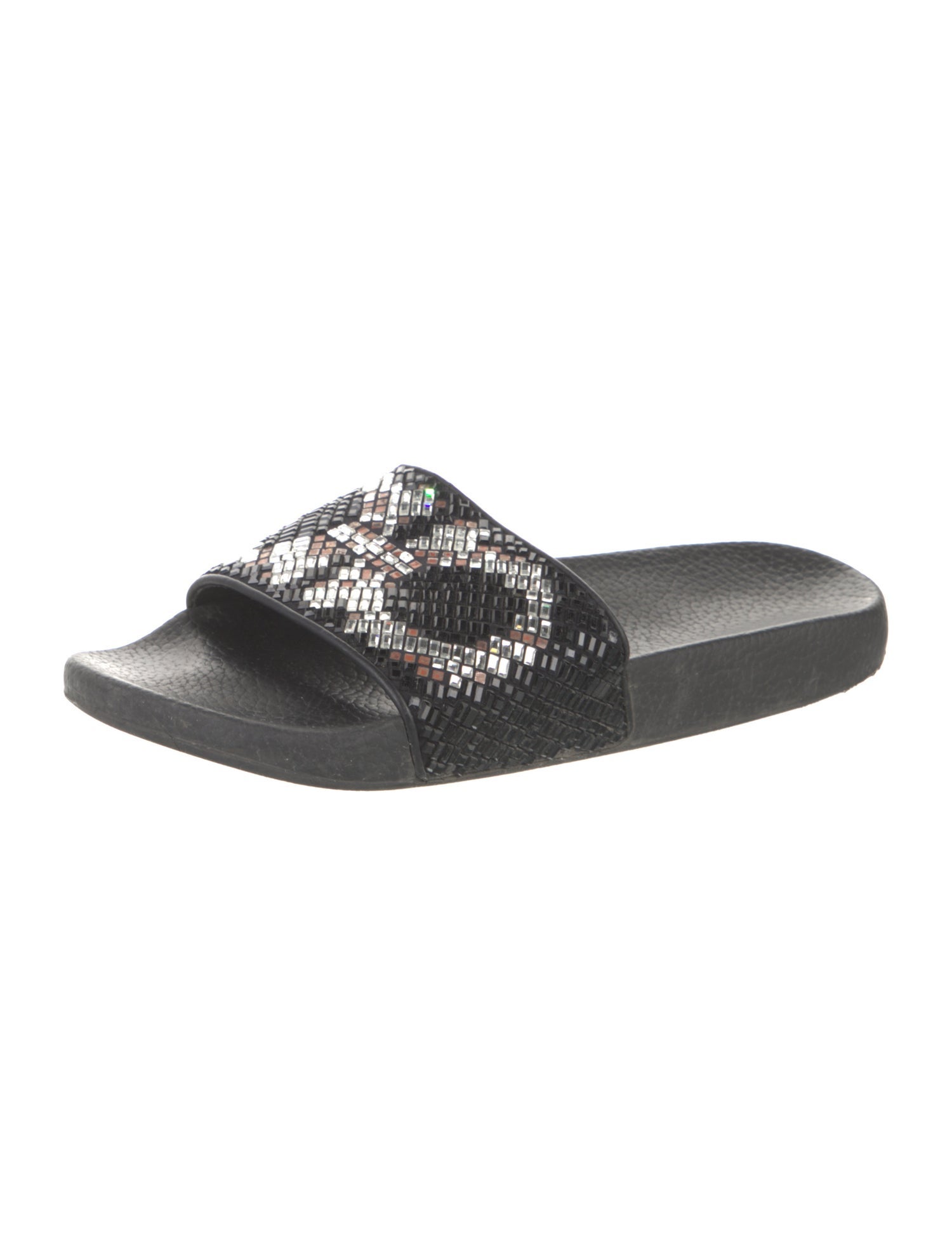 Salvatore Ferragamo Rubber Crystal Embellishments Slides