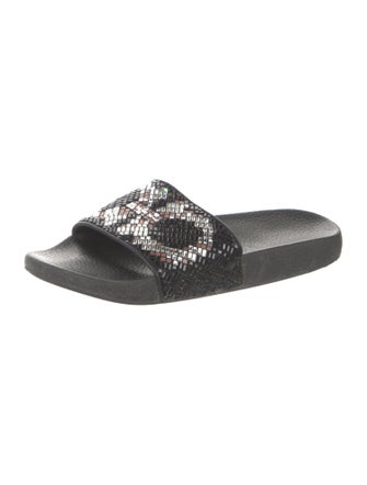 Salvatore Ferragamo Rubber Crystal Embellishments Slides