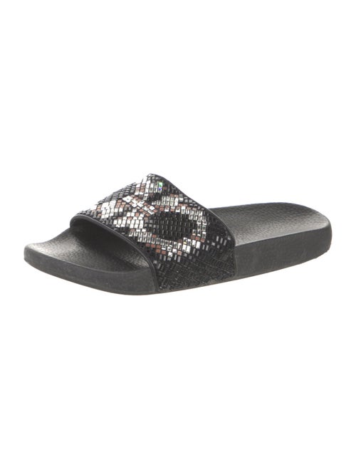 Salvatore Ferragamo Rubber Crystal Embellishments Slides