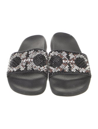 Salvatore Ferragamo Rubber Crystal Embellishments Slides