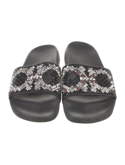 Salvatore Ferragamo Rubber Crystal Embellishments Slides