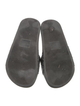 Salvatore Ferragamo Rubber Crystal Embellishments Slides