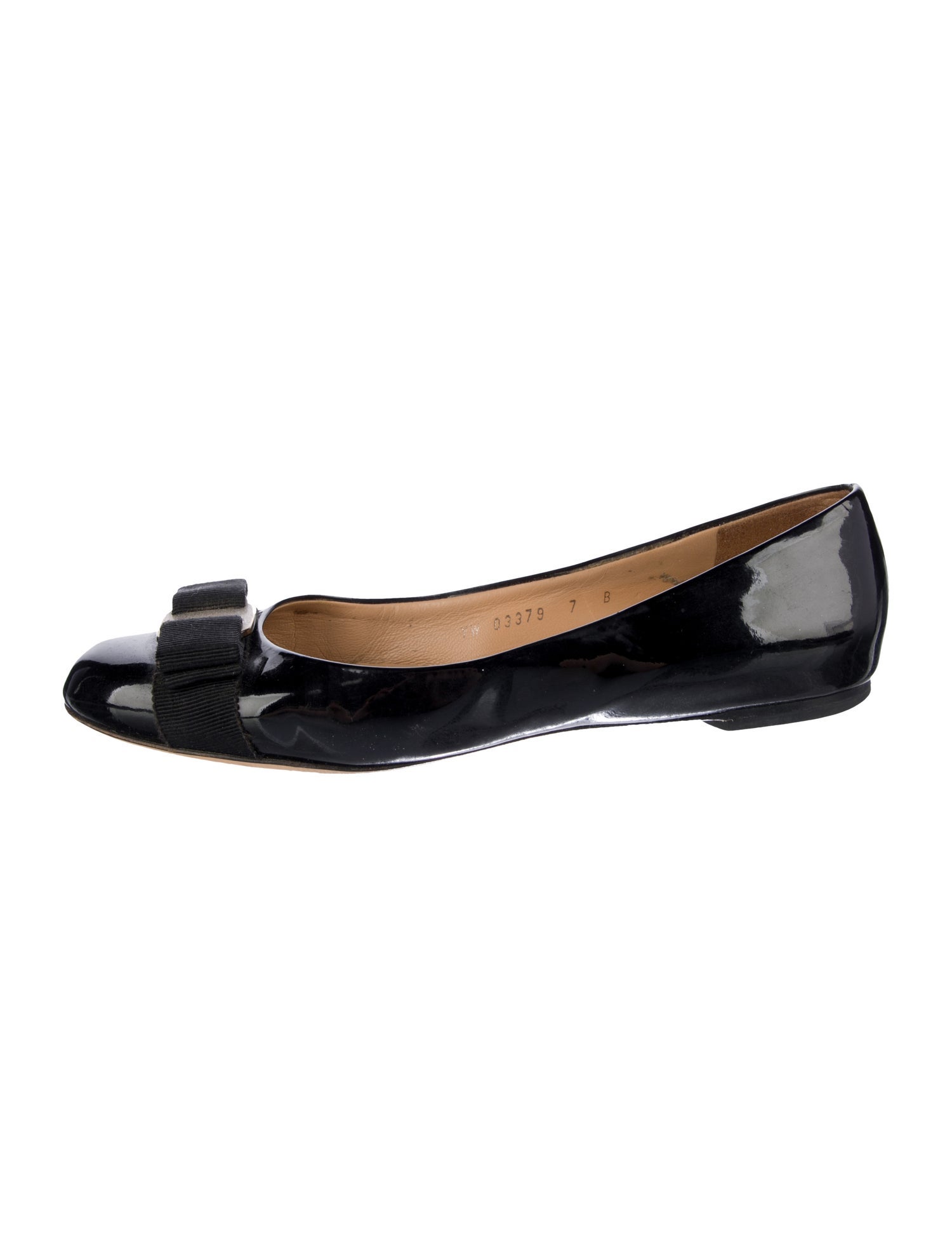 Salvatore Ferragamo Vara Bow Accent Patent Leather Ballet Flats