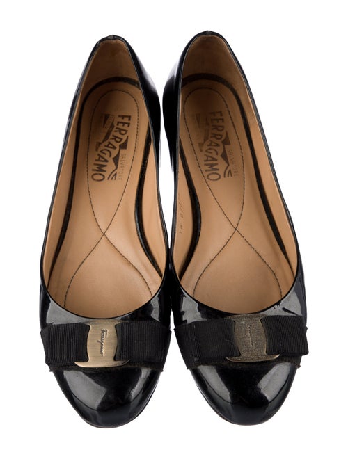 Salvatore Ferragamo Vara Bow Accent Patent Leather Ballet Flats