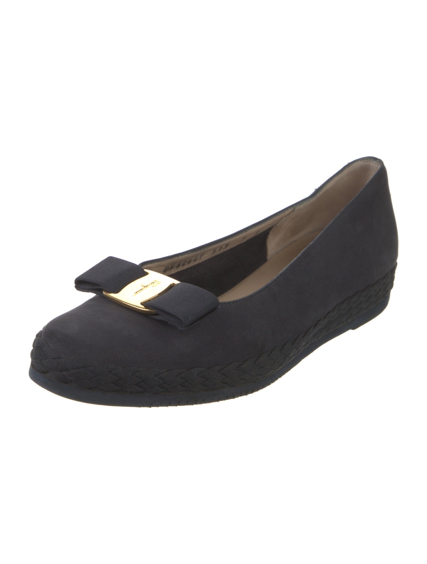 Salvatore Ferragamo Vara Bow Accent Suede Ballet Flats