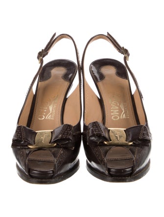 Salvatore Ferragamo Vara Bow Accent Patent Leather Slingback Pumps