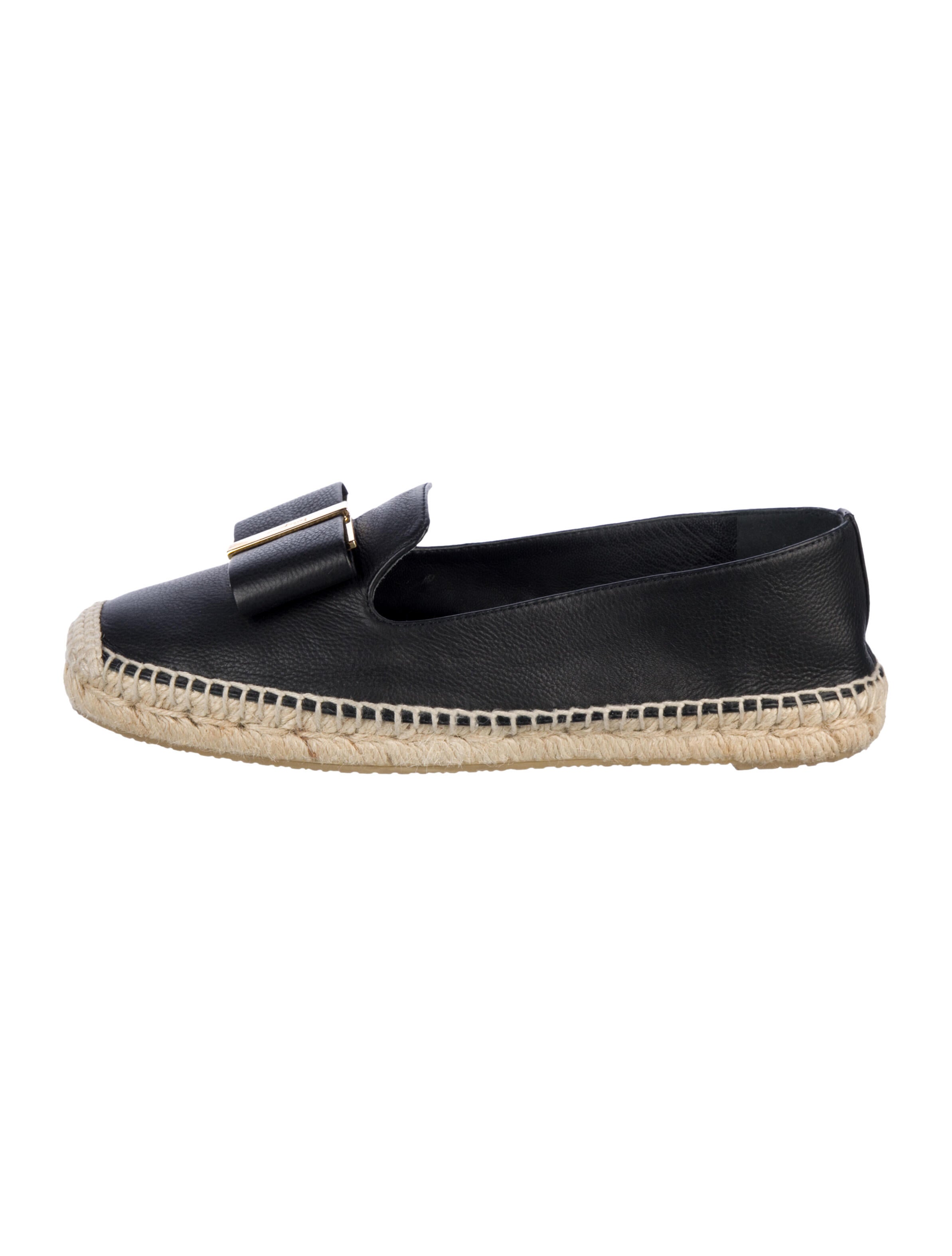 Salvatore Ferragamo Leather Bow Accents Espadrilles