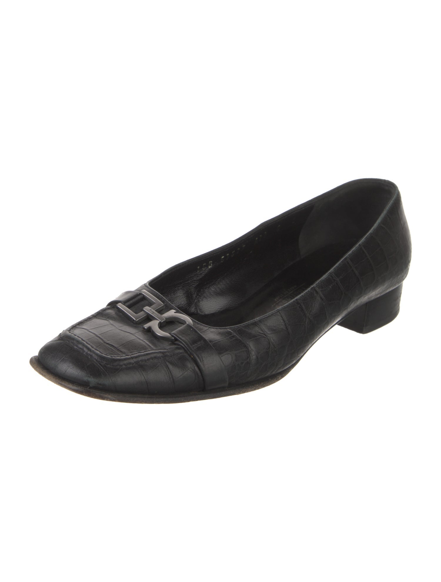 Salvatore Ferragamo Leather Bow Accents Flats