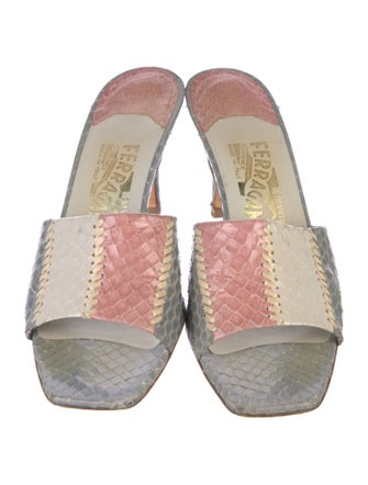 Salvatore Ferragamo Snakeskin Animal Print Slides