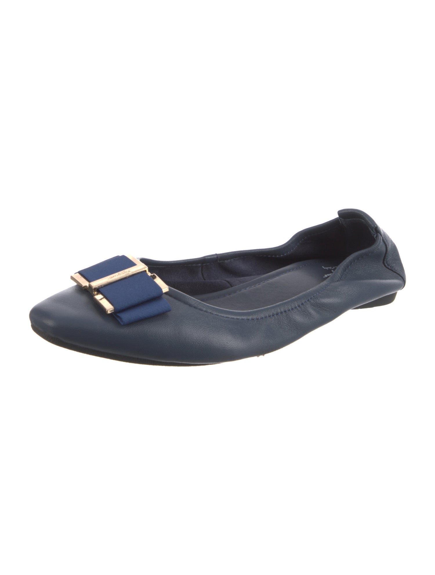 Salvatore Ferragamo Leather Bow Accents Ballet Flats