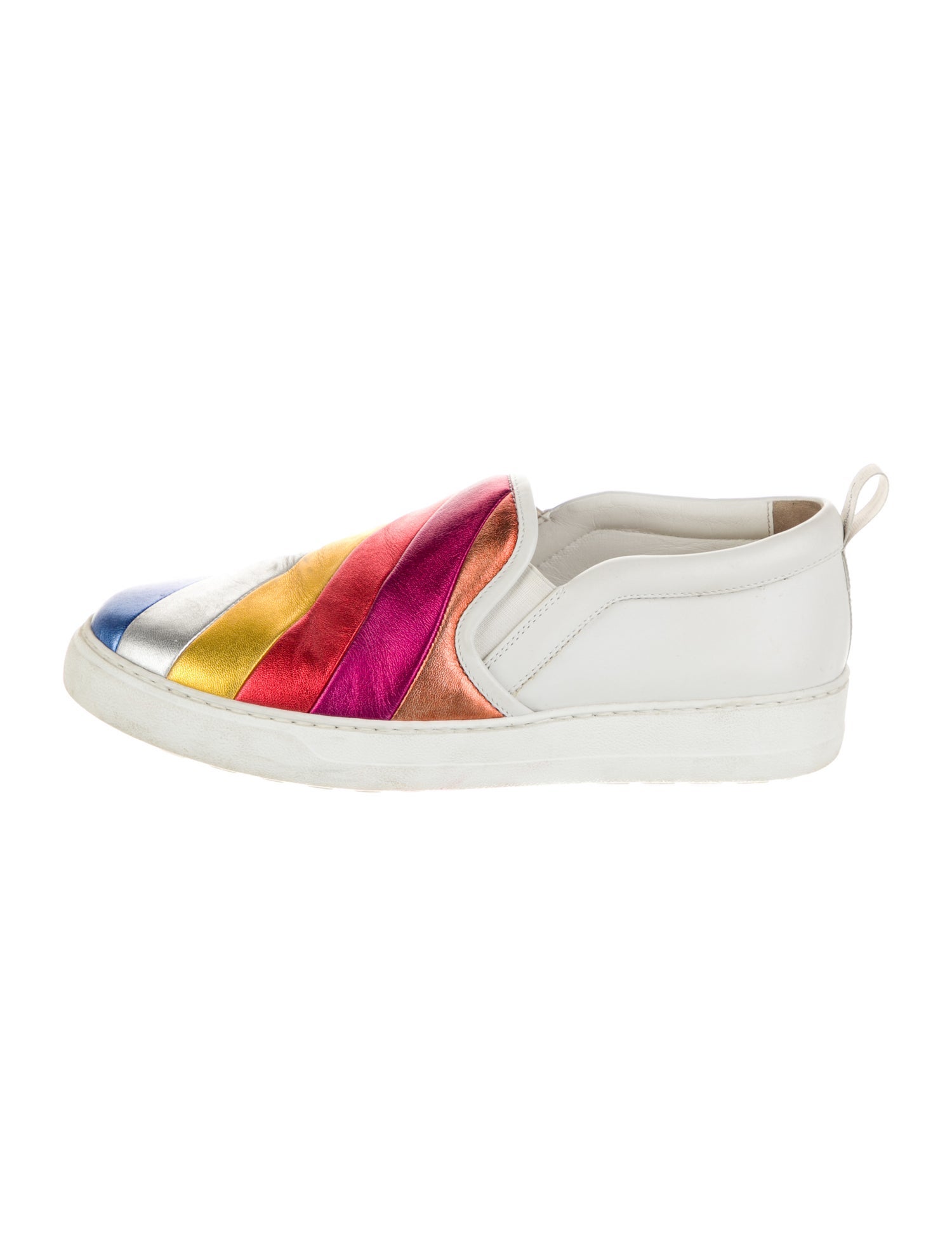 Salvatore Ferragamo Leather Colorblock Pattern Sneakers