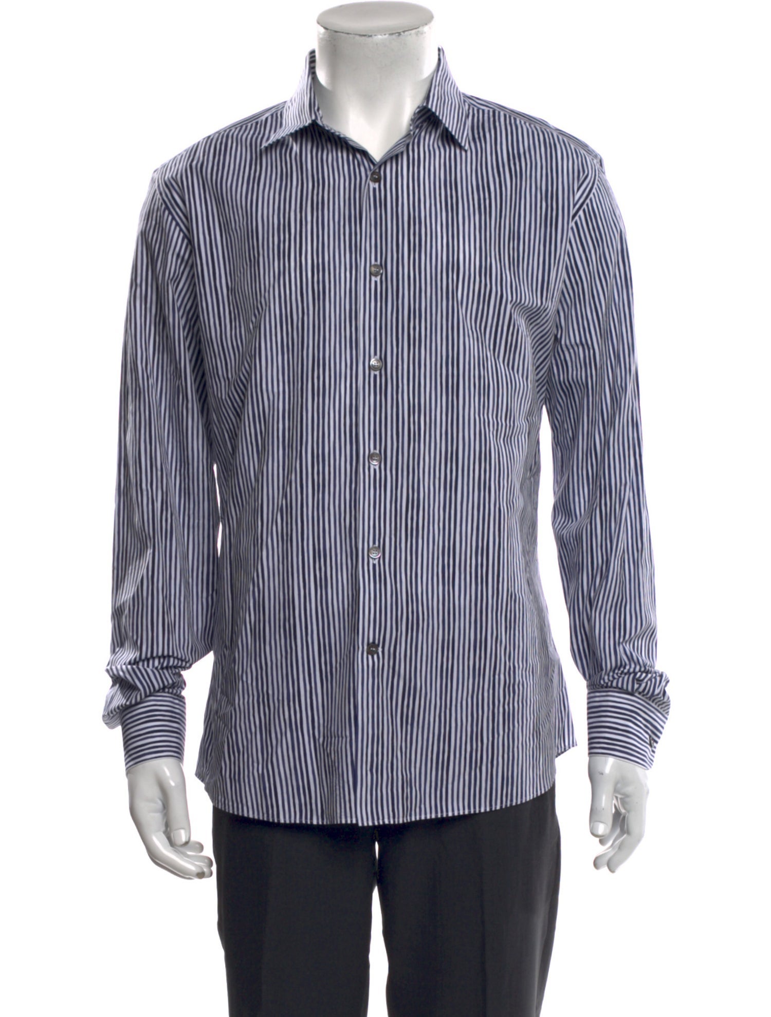 Salvatore Ferragamo Striped Long Sleeve Dress Shirt