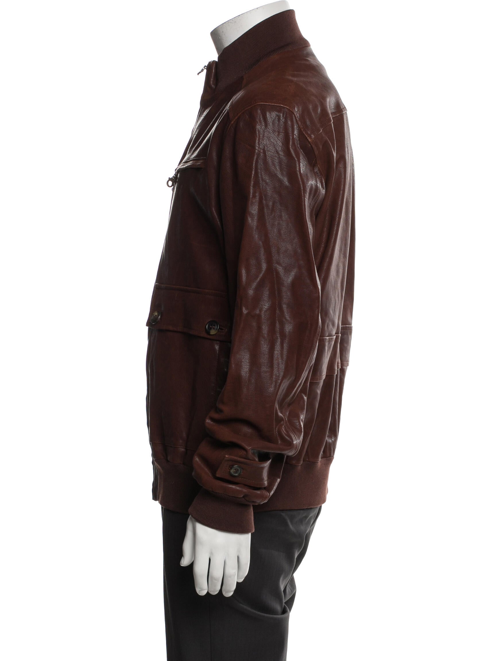 Salvatore Ferragamo Gancini Logo Leather Moto Jacket