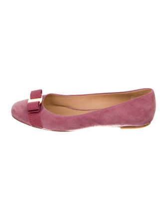 Salvatore Ferragamo Vara Bow Accent Suede Ballet Flats