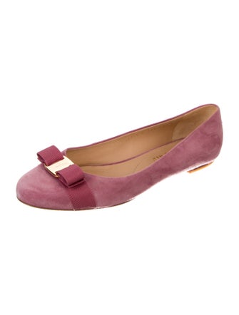 Salvatore Ferragamo Vara Bow Accent Suede Ballet Flats