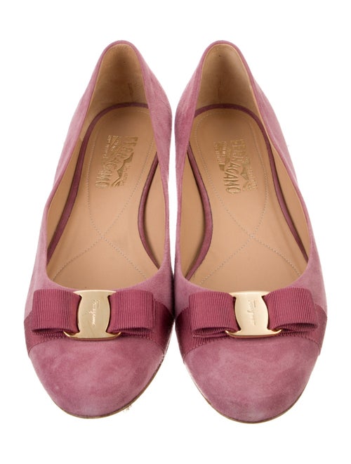 Salvatore Ferragamo Vara Bow Accent Suede Ballet Flats