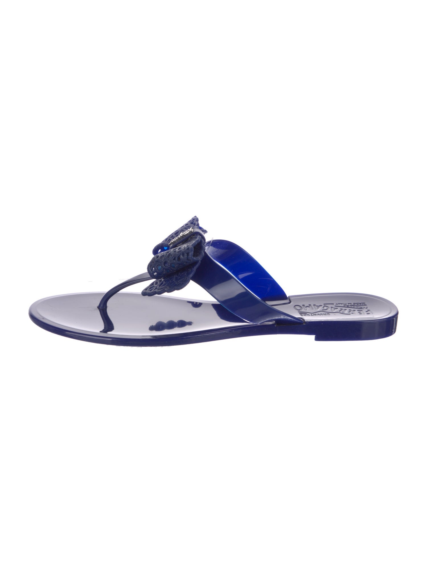 Salvatore Ferragamo Rubber Bow Accents Slides