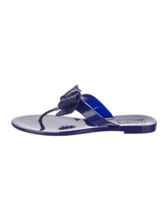 Salvatore Ferragamo Rubber Bow Accents Slides