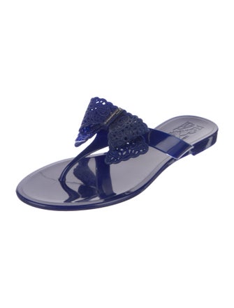 Salvatore Ferragamo Rubber Bow Accents Slides