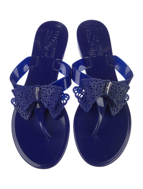Salvatore Ferragamo Rubber Bow Accents Slides