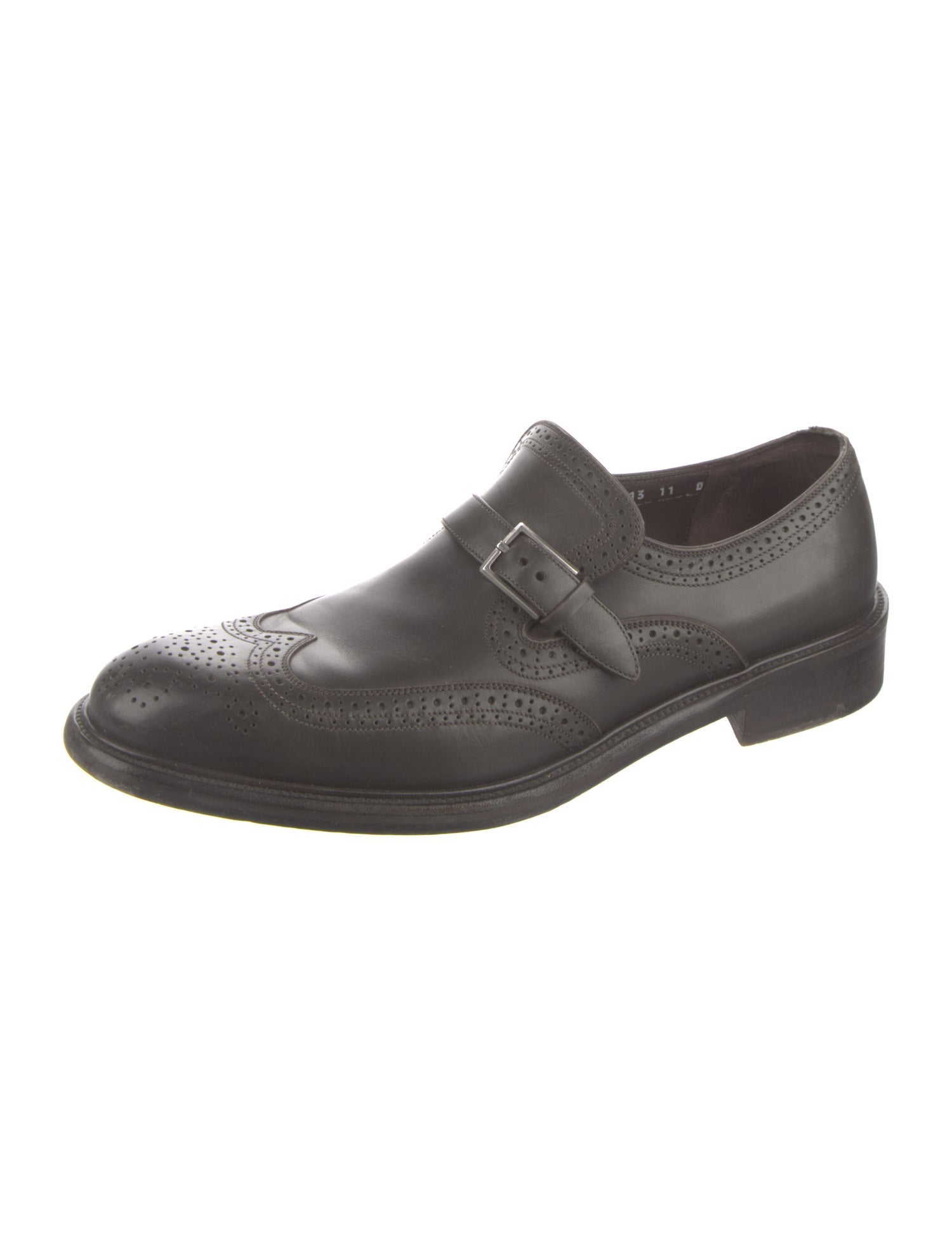 Salvatore Ferragamo Leather Eyelet Trim Brogues - Brown
