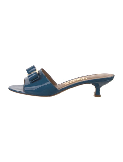 Salvatore Ferragamo Vara Bow Accent Patent Leather Slides