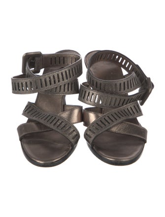 Salvatore Ferragamo Leather Lasercut Accents Sandals