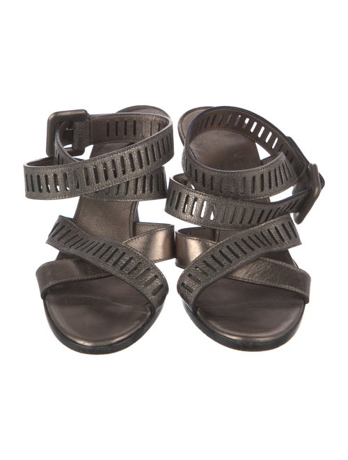 Salvatore Ferragamo Leather Lasercut Accents Sandals