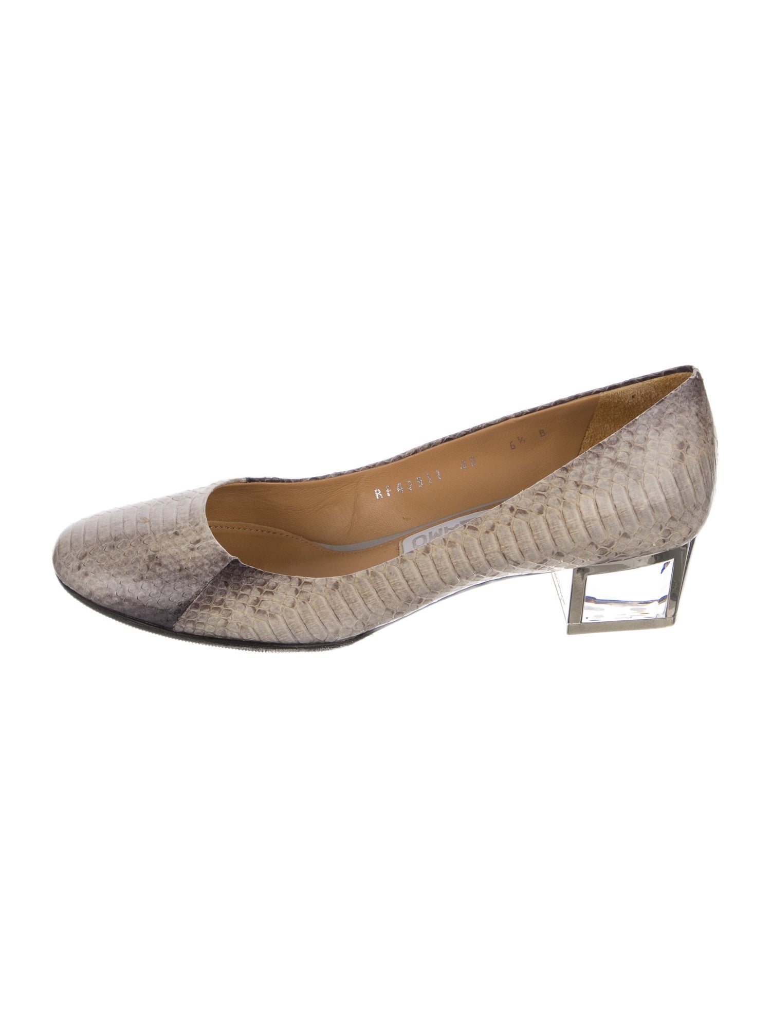 Salvatore Ferragamo Embossed Leather Animal Print Pumps