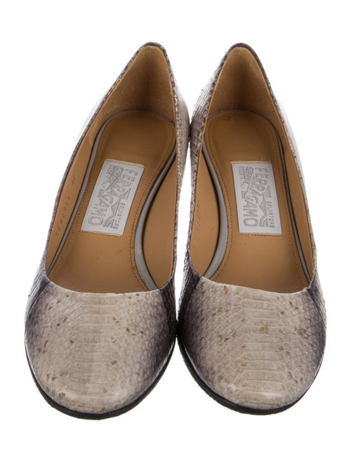 Salvatore Ferragamo Embossed Leather Animal Print Pumps