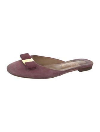 Salvatore Ferragamo Suede Bow Accents Mules