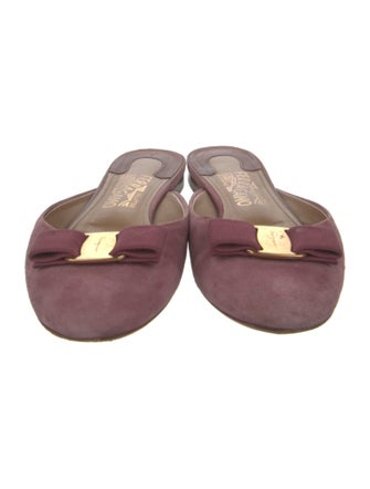 Salvatore Ferragamo Suede Bow Accents Mules