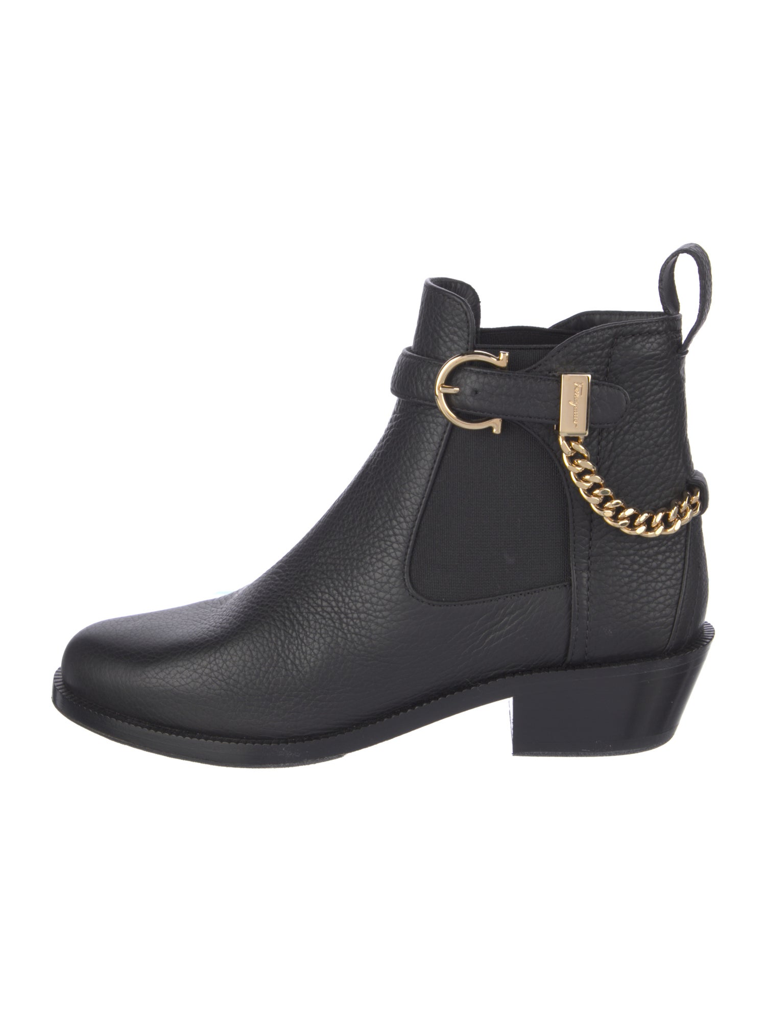 Salvatore Ferragamo Gancini Logo Leather Chelsea Boots