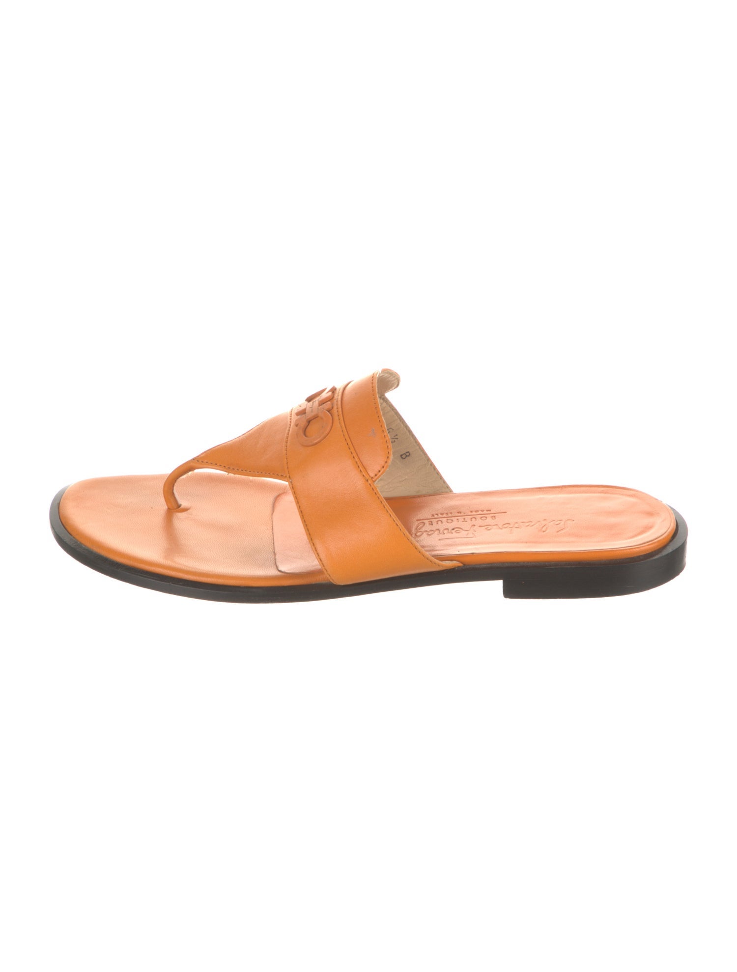 Salvatore Ferragamo Gancini Logo Leather Slides
