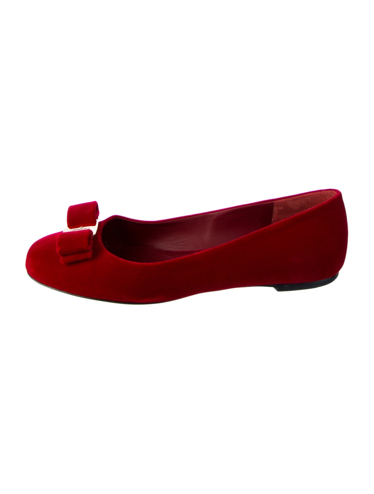 Salvatore Ferragamo Vara Bow Accent Velvet Ballet Flats