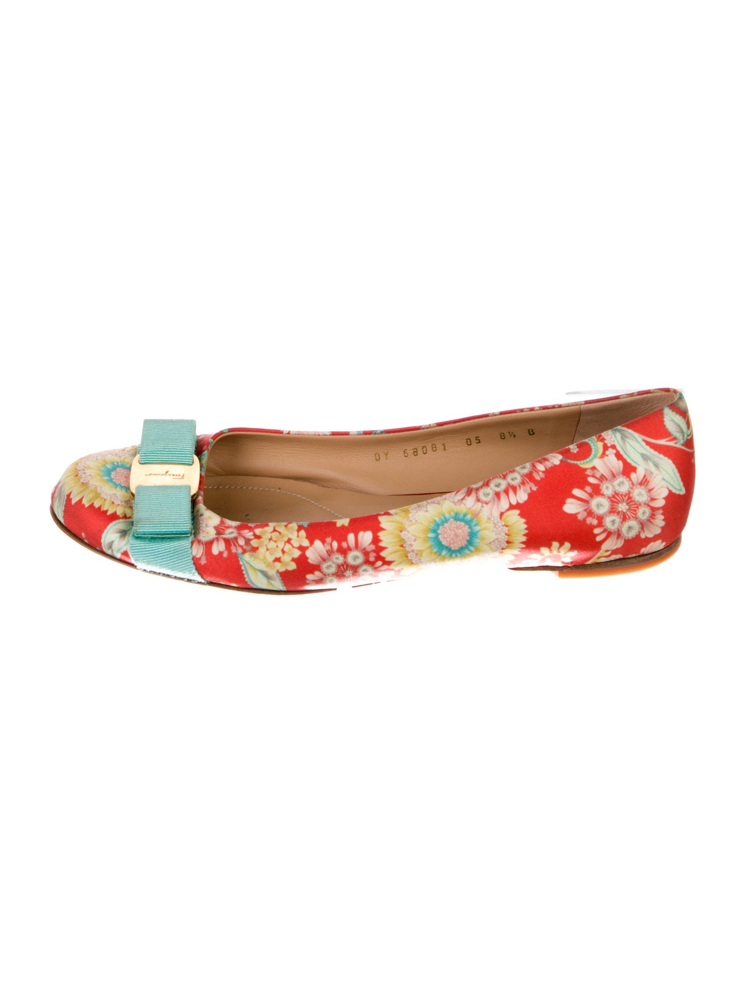 Salvatore Ferragamo Satin Printed Ballet Flats