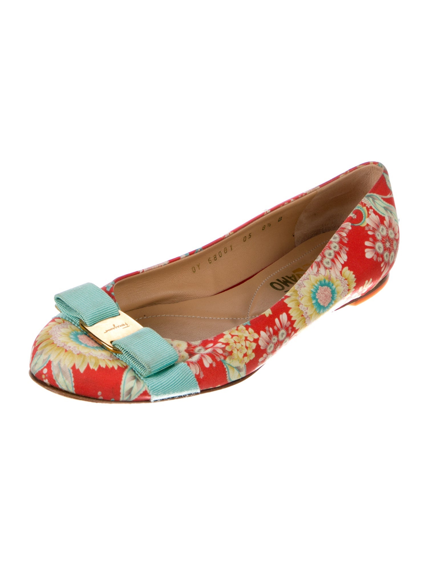 Salvatore Ferragamo Satin Printed Ballet Flats