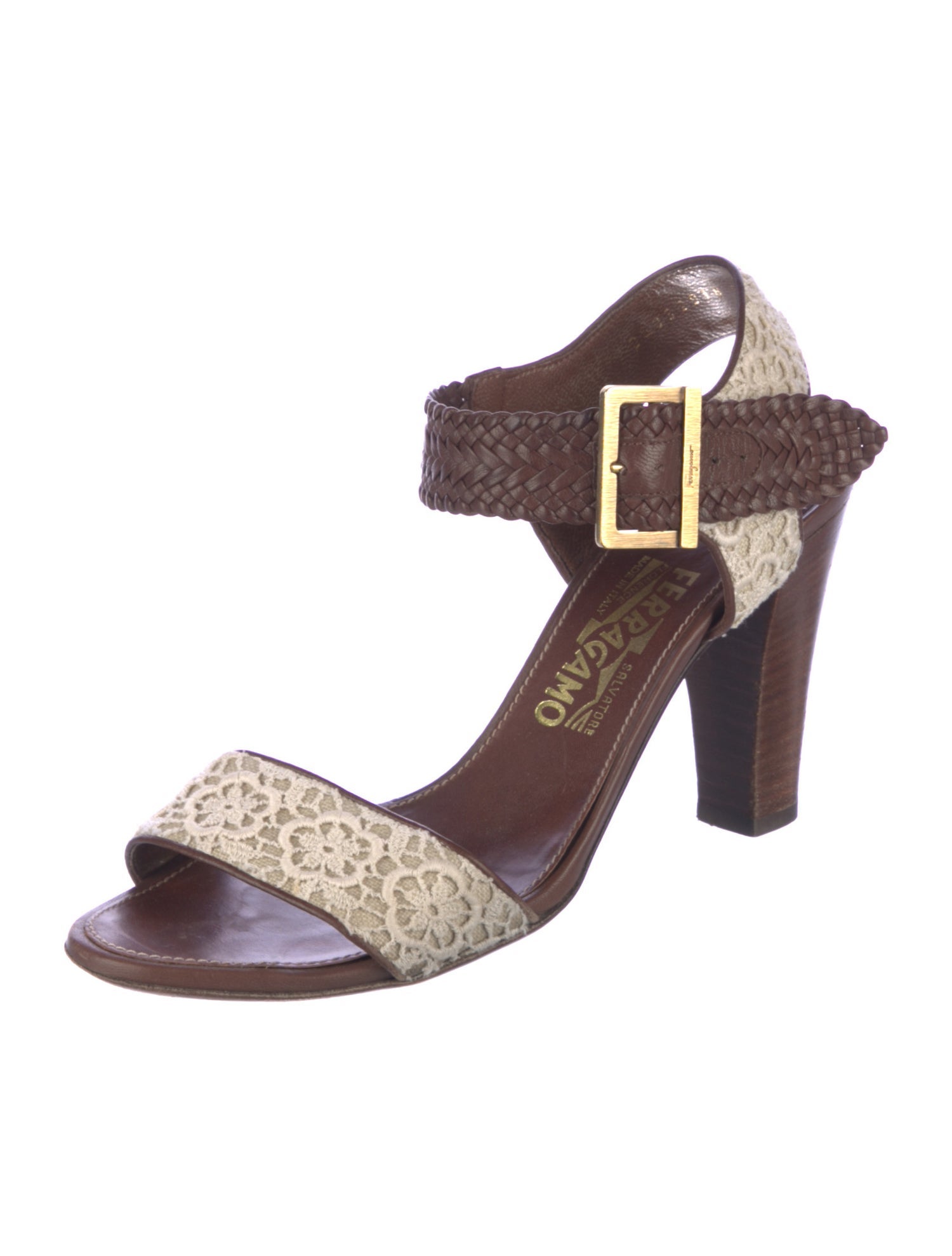 Salvatore Ferragamo Vintage Animal Print Slingback Sandals