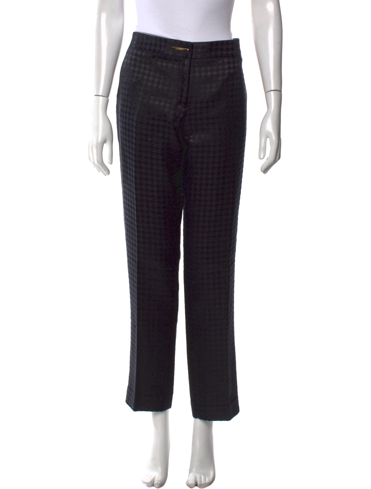 Salvatore Ferragamo Houndstooth Print Straight Leg Pants
