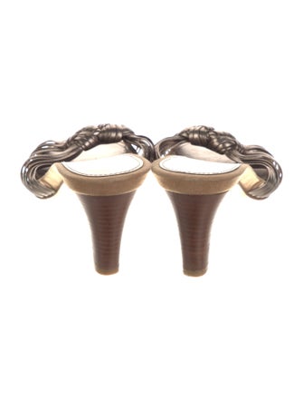 Salvatore Ferragamo Leather Bow Accents Slides