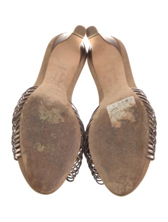 Salvatore Ferragamo Leather Bow Accents Slides