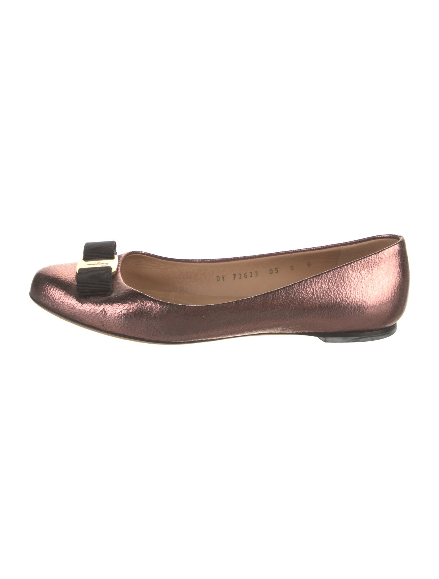 Salvatore Ferragamo Suede Bow Accents Ballet Flats