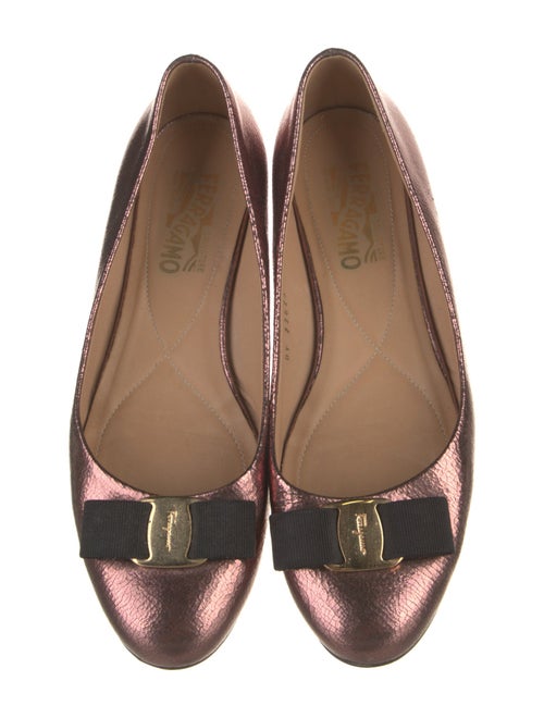 Salvatore Ferragamo Suede Bow Accents Ballet Flats