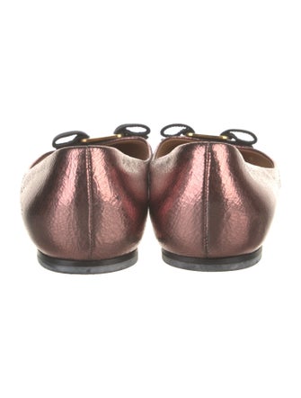 Salvatore Ferragamo Suede Bow Accents Ballet Flats