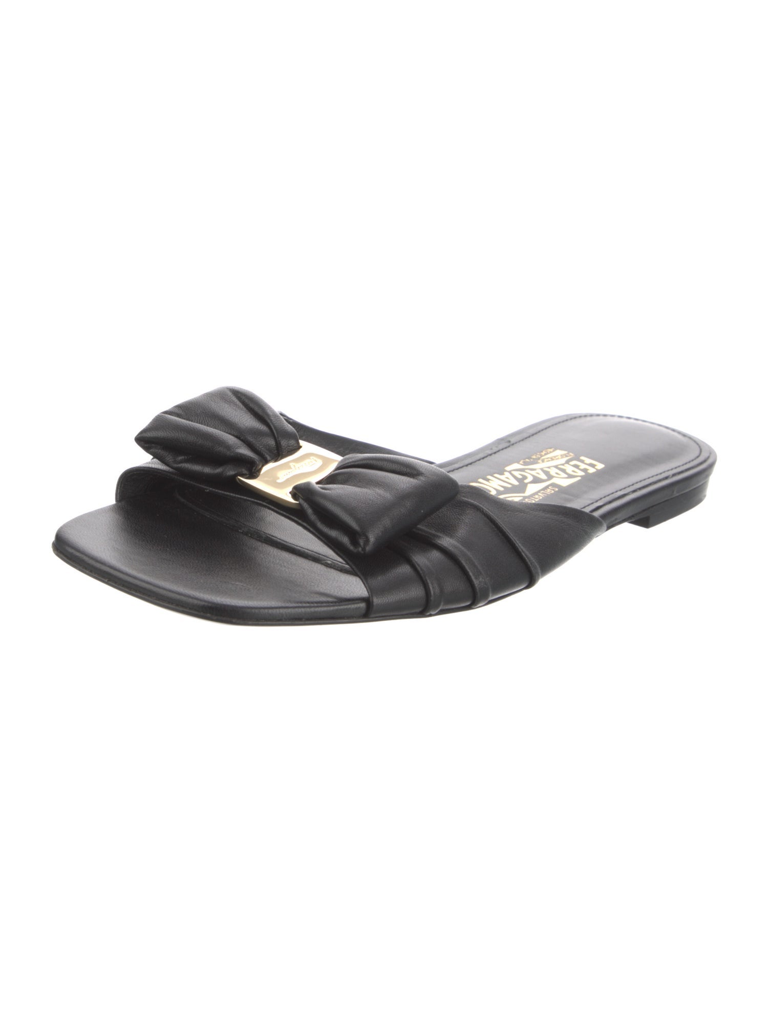 Salvatore Ferragamo Vara Bow Accent Leather Slides